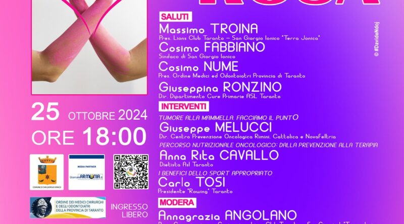 25 ottobre: il Lions Club Terra Jonica presenta “Prevenzione in Rosa”